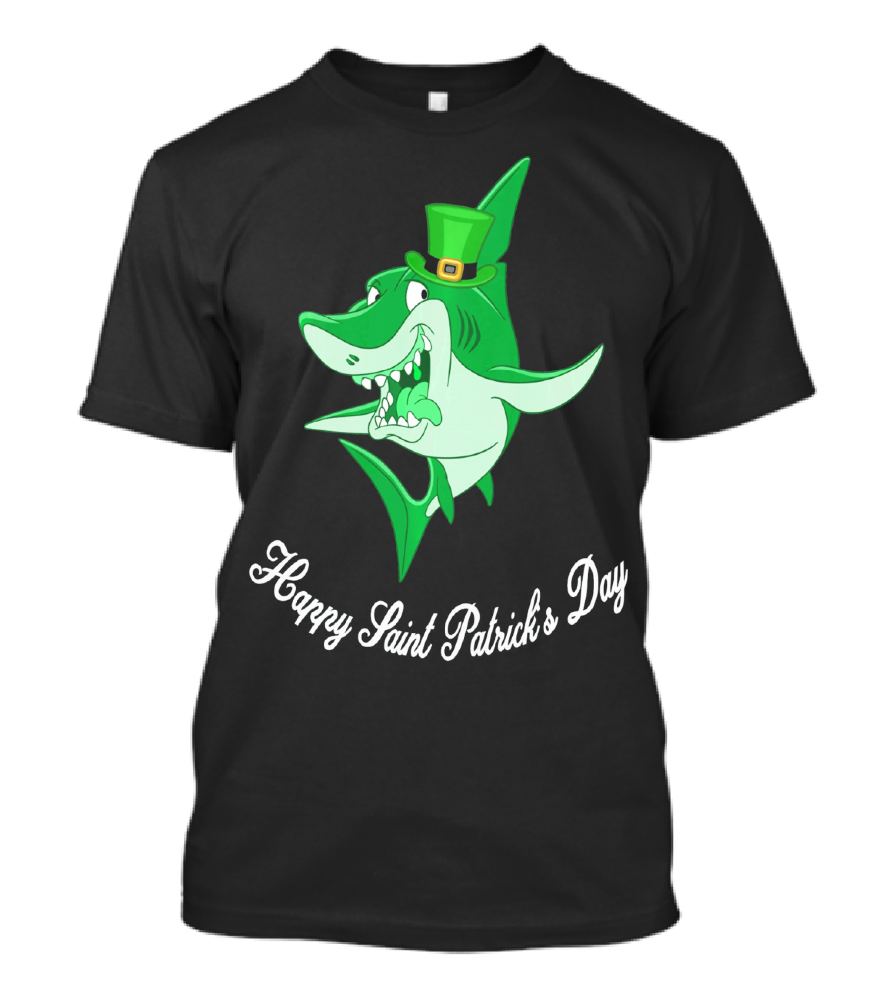 Happy Saint Patrick's Day Cute Shark Wearing Green Hat T-Shirt