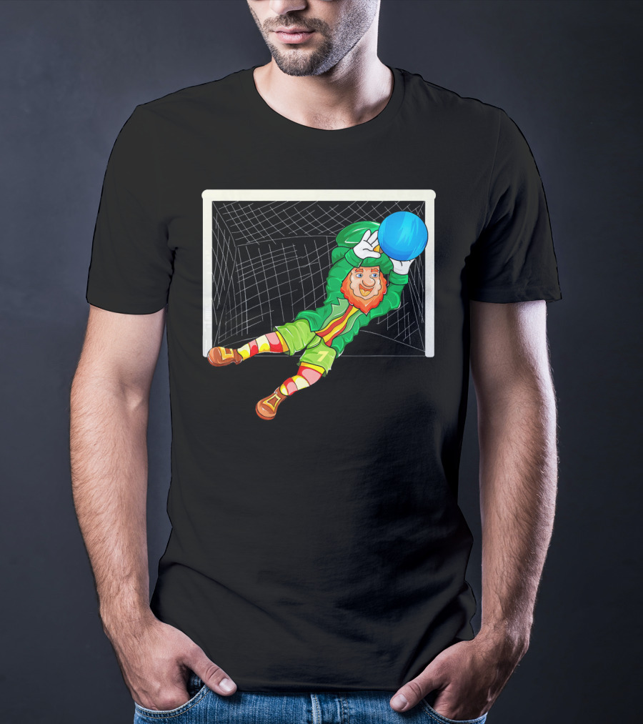 Football Soccer Keeper Leprechaun St Patrick's Goal Save T-Shirt