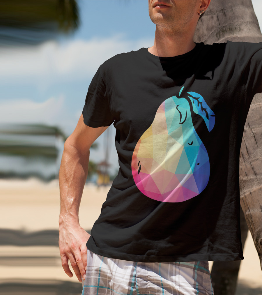 Low Poly Pear Vegetarian And Fru Geometric Colorful Polygon T-Shirt