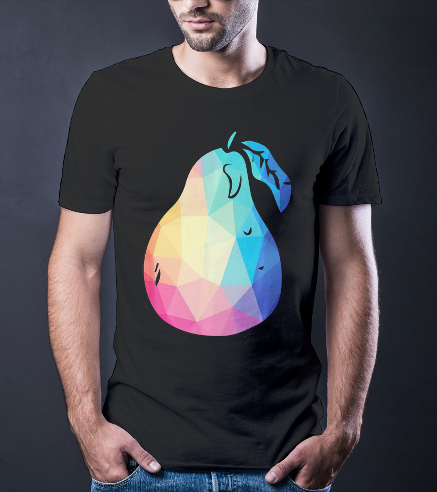 Low Poly Pear Vegetarian And Fru Geometric Colorful Polygon T-Shirt