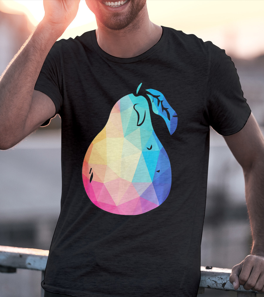 Low Poly Pear Vegetarian And Fru Geometric Colorful Polygon T-Shirt