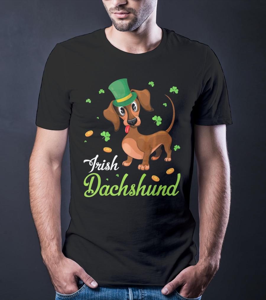 Irish Dachshund With Shamrocks And Coins T-Shirt