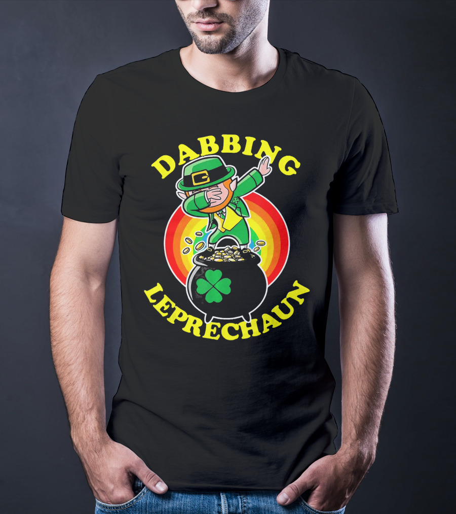 Dabbing Leprechaun Pot Of Gold Rainbow T-Shirt