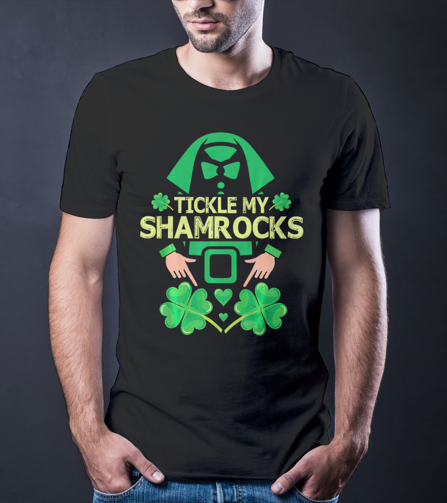 Tickle My Shamrocks Irish Leprechaun Costume Shamrock Hands Green Hearts T-Shirt