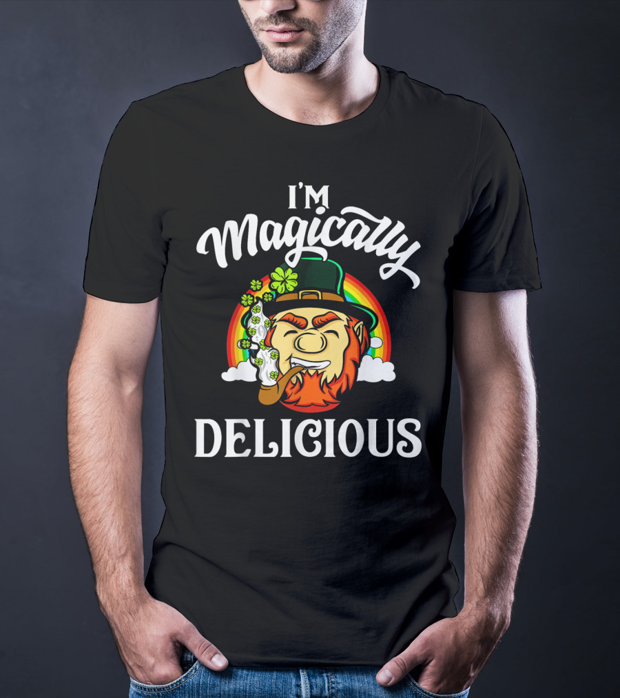 I'm Magically Delicious Leprechaun Rainbow Clover Pipe T-Shirt