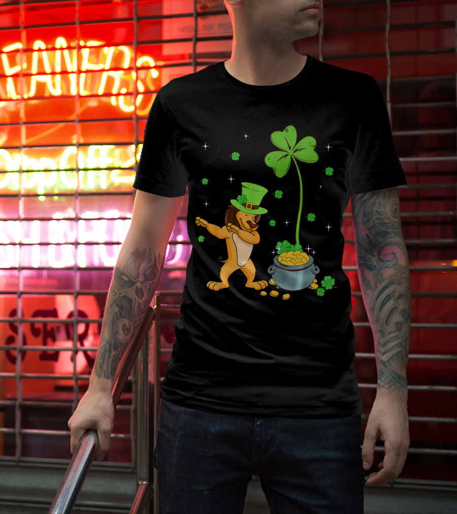 Shamrock Leprechaun Lion Pot Of Gold Clover Dance T-Shirt