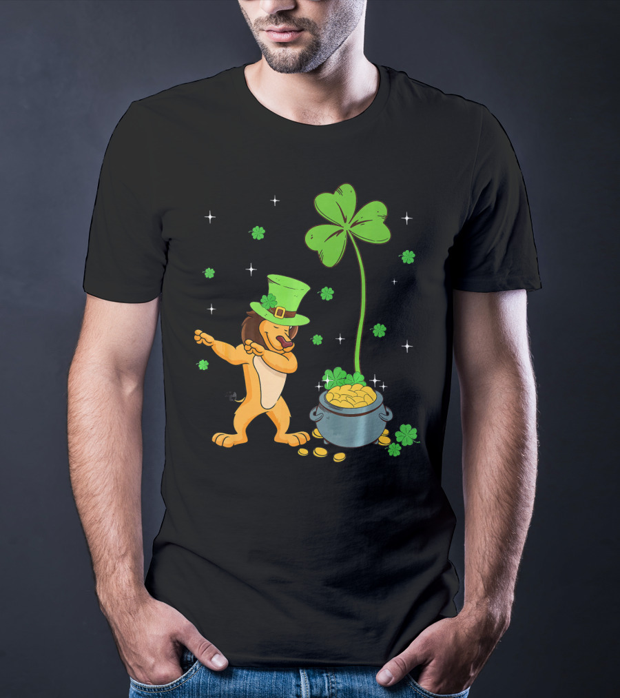 Shamrock Leprechaun Lion Pot Of Gold Clover Dance T-Shirt