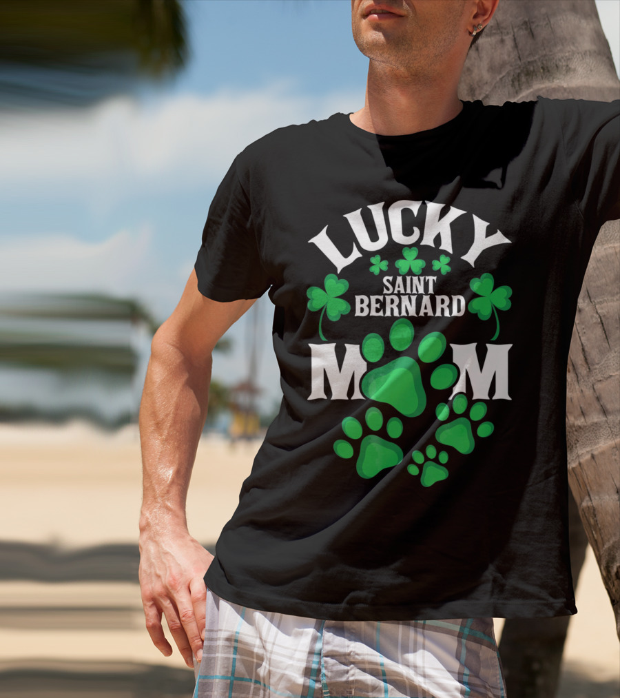 Lucky Saint Bernard Mom St. Patrick's Day T-Shirt