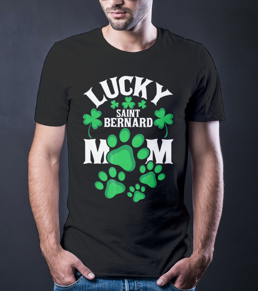 Lucky Saint Bernard Mom St. Patrick's Day T-Shirt