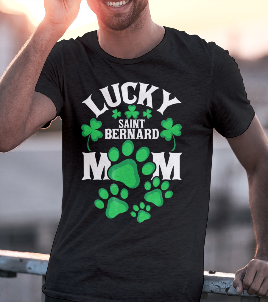 Lucky Saint Bernard Mom St. Patrick's Day T-Shirt
