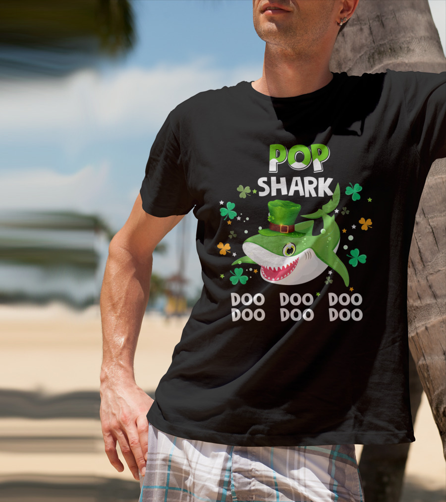 POP SHARK St. Patrick Day Doo Doo Doo Shamrock T-Shirt
