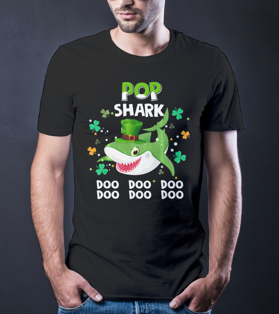POP SHARK St. Patrick Day Doo Doo Doo Shamrock T-Shirt