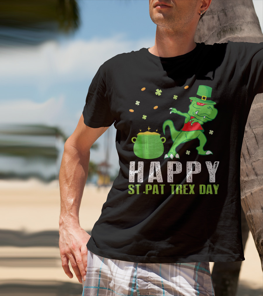 Hap St. Pat T-Rex Day Dinosaur Leprechaun Dab Spot Of Gold T-Shirt