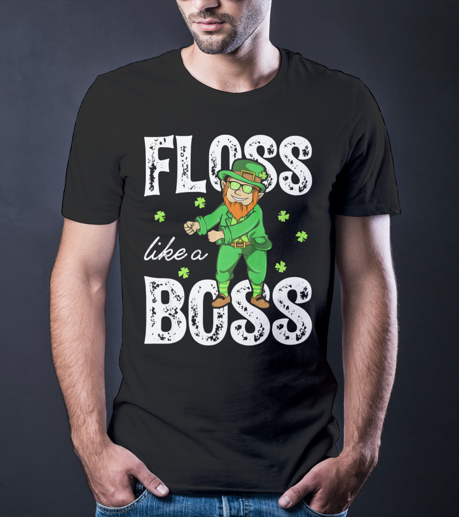 Floss Like A Boss Leprechaun Shamrock Irish T-Shirt