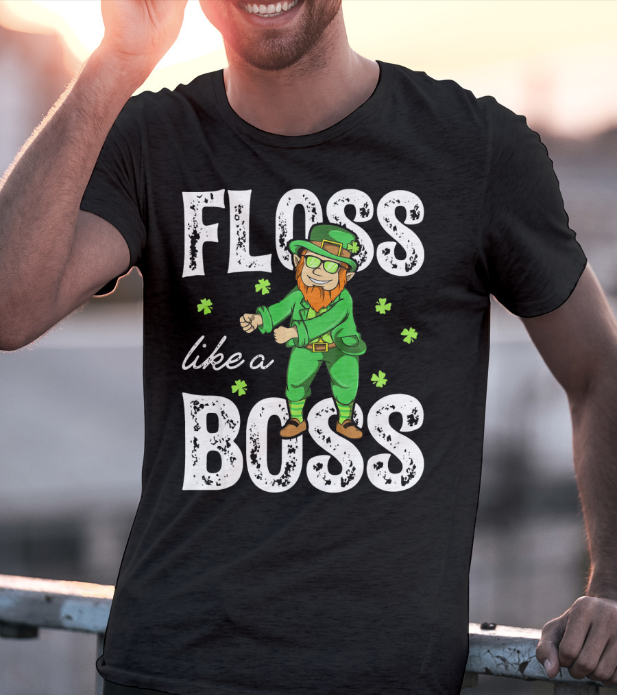 Floss Like A Boss Leprechaun Shamrock Irish T-Shirt