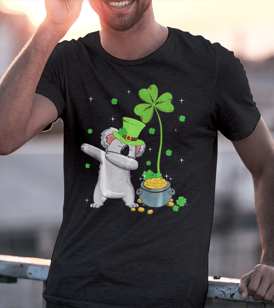 Shamrock Leprechaun Koala Pot Of Gold St Patricks T-Shirt