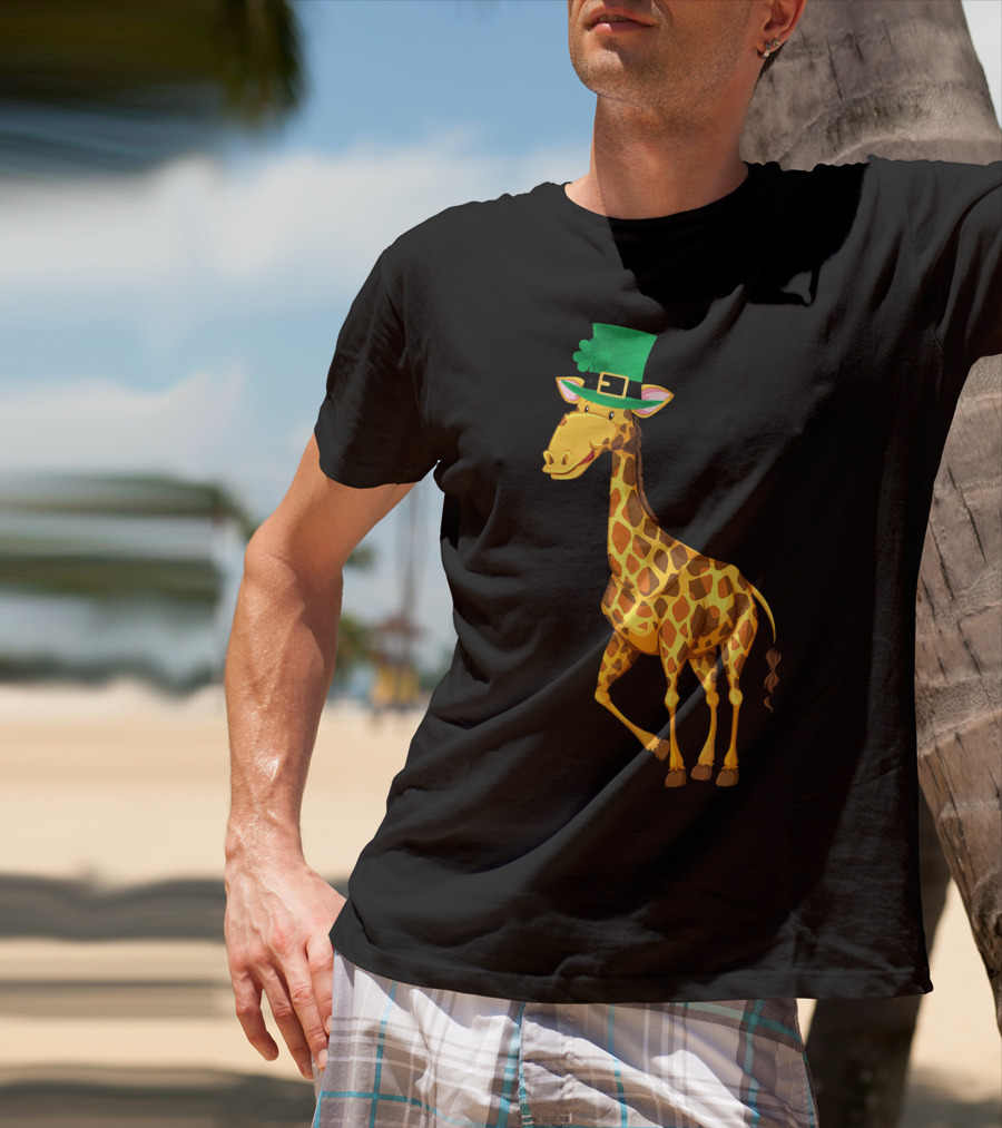 Lucky Leprechaun Cute Giraffe T-Shirt