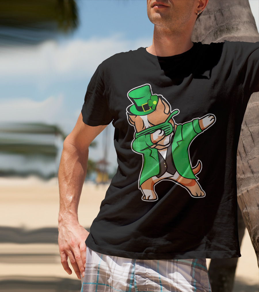 Dabbing Pitbull Leprechaun St. Patrick's Day T-Shirt