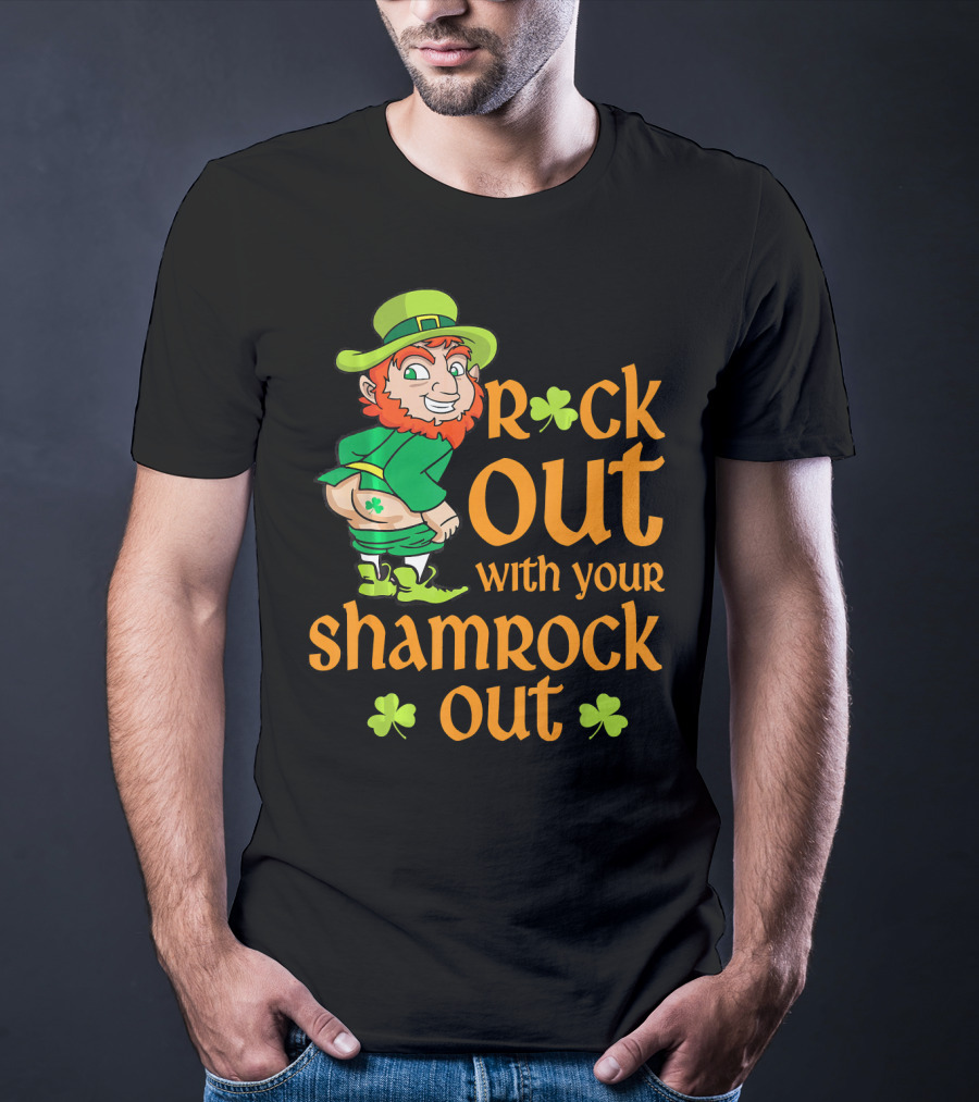 St Patricks Day Rock Out With Your Shamrock Out T-Shirt