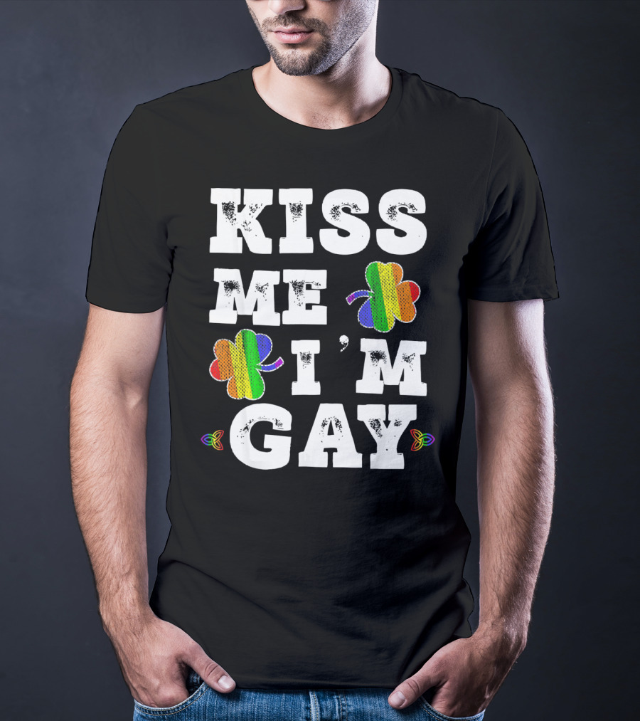Kiss Me I'm Gay Rainbow Shamrock St. Patrick's Day T-Shirt