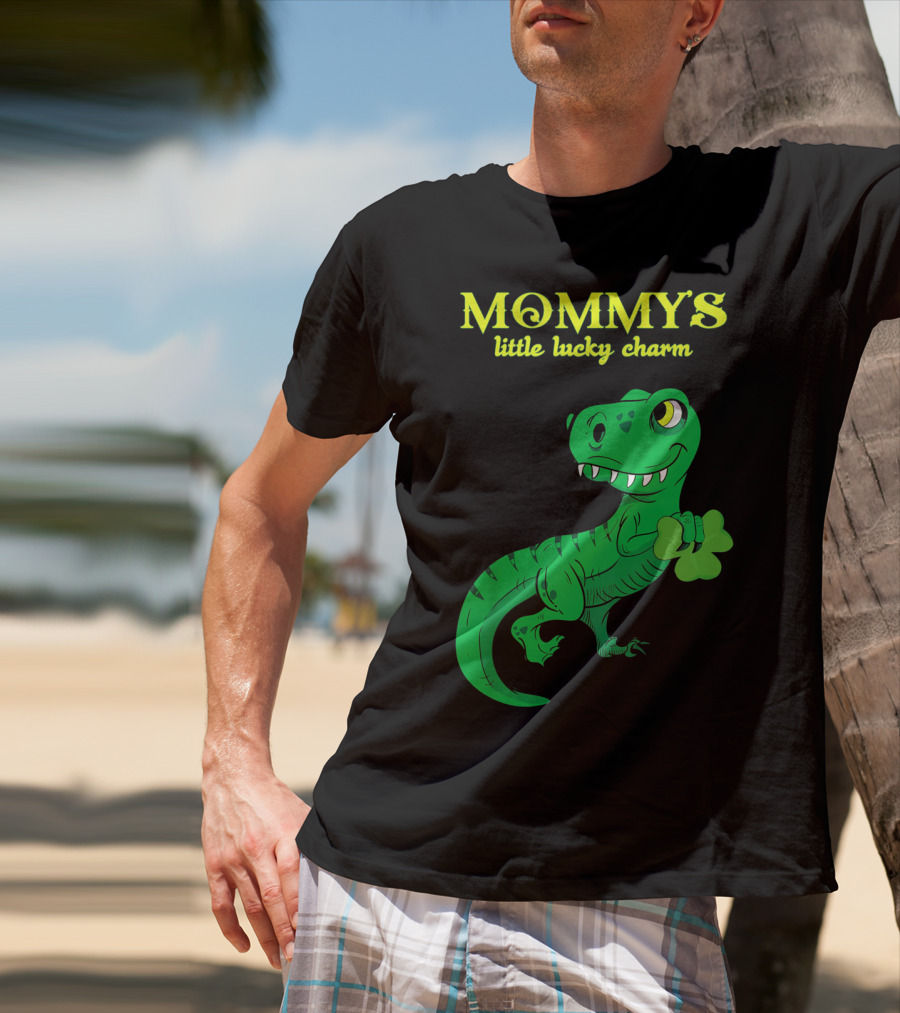 Mommy's Little Lucky Charm Dinosaur Kids St Patrick's Day T-Shirt