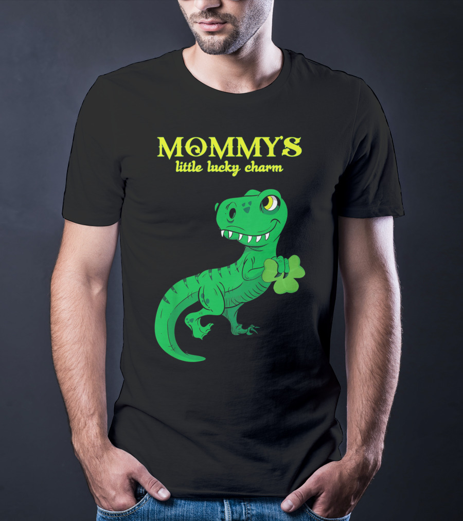 Mommy's Little Lucky Charm Dinosaur Kids St Patrick's Day T-Shirt