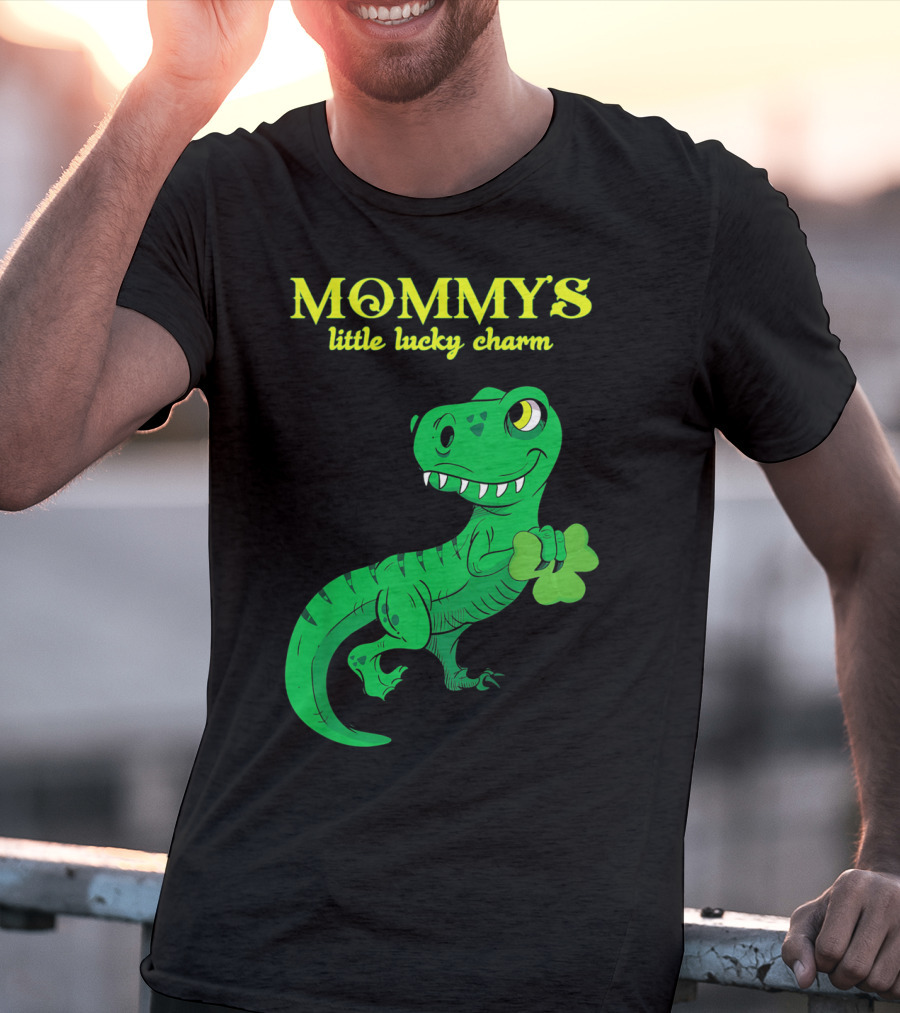 Mommy's Little Lucky Charm Dinosaur Kids St Patrick's Day T-Shirt