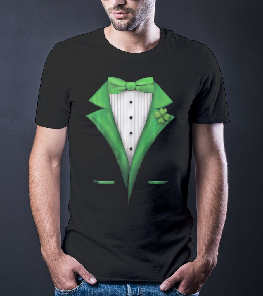St. Patricks Day Clover Green Tuxedo Bow Tie Classic T-Shirt