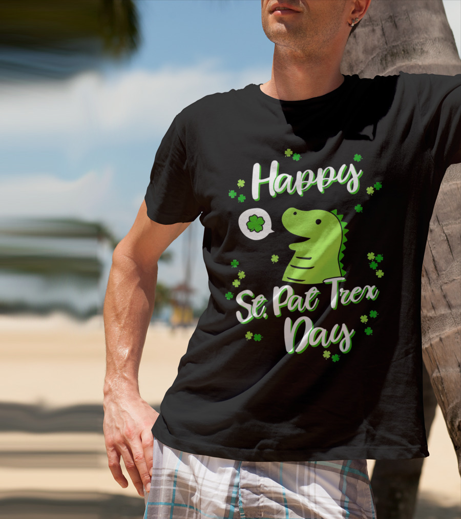 Happy St. Pat Trex Day With Dinosaur And Shamrocks T-Shirt