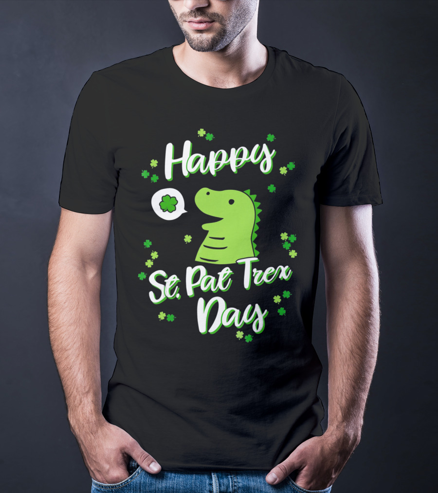 Happy St. Pat Trex Day With Dinosaur And Shamrocks T-Shirt