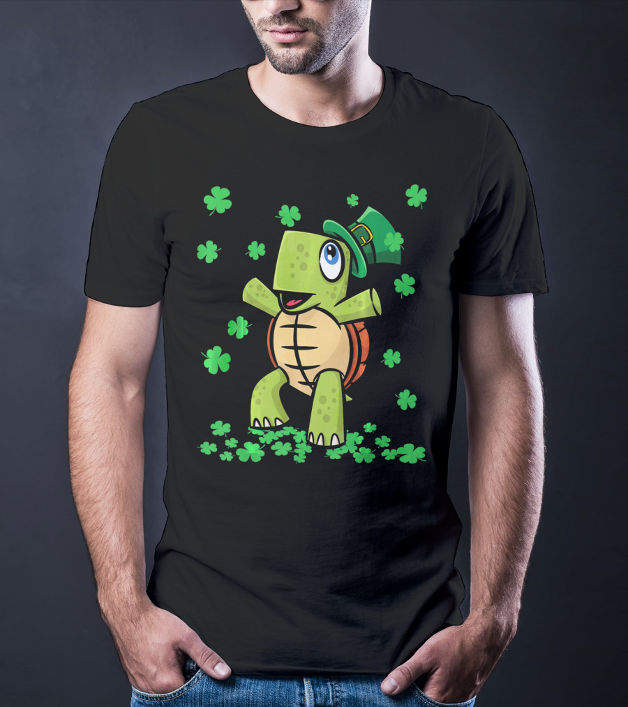 St Patricks Day Irish American Turtle Leprechaun Shamrock T-Shirt
