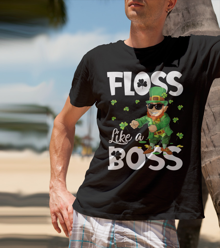 Floss Like A Boss Dancing Leprechaun With Shamrocks T-Shirt