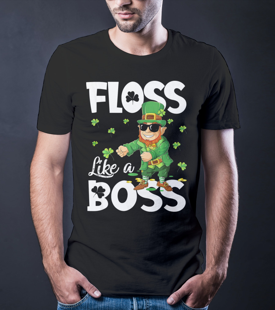 Floss Like A Boss Dancing Leprechaun With Shamrocks T-Shirt