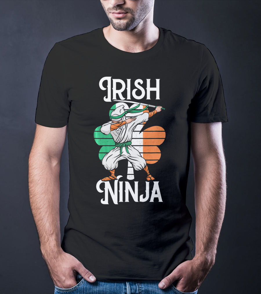 Irish Ninja Clover Martial Arts Pose T-Shirt