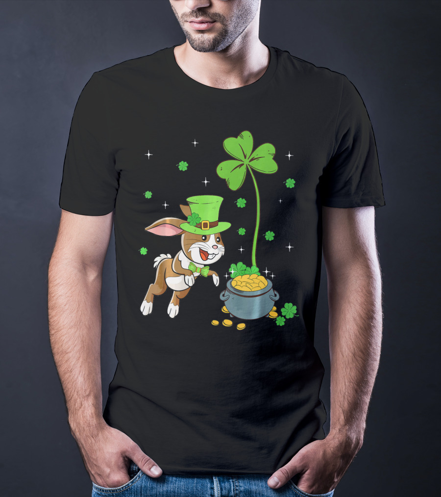 Shamrock Leprechaun Hare Lucky Clover Treasure T-Shirt