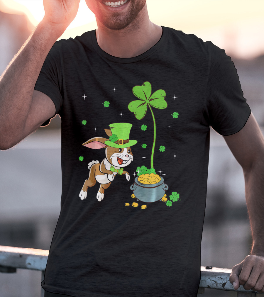 Shamrock Leprechaun Hare Lucky Clover Treasure T-Shirt