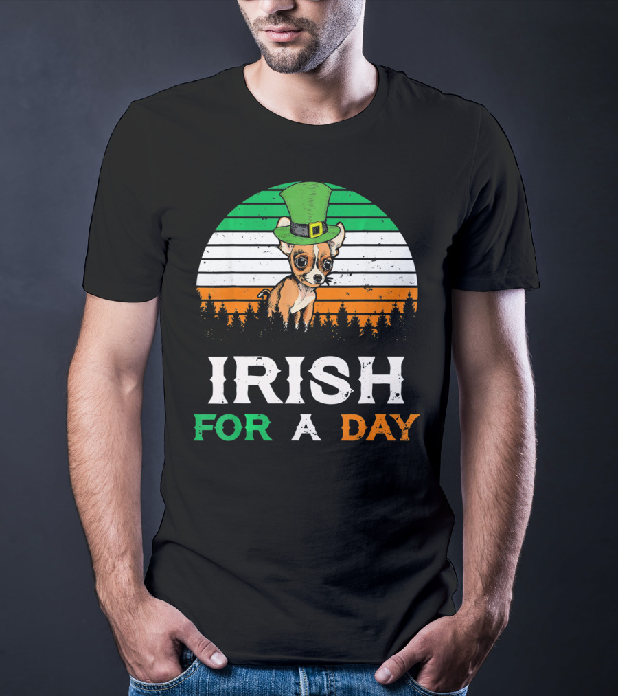 Irish For A Day Retro Vintage Chihuahua St. Patrick's Hat T-Shirt