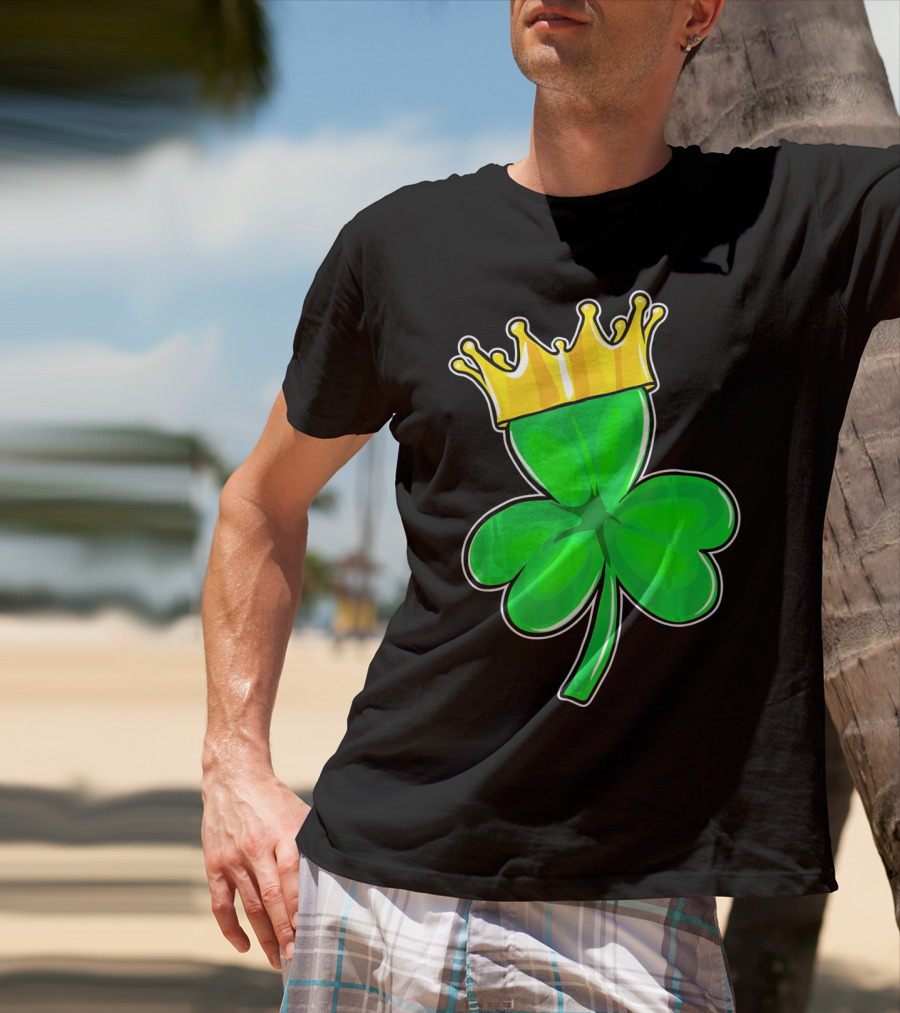 Four Leaf Clover King With Crown Of Luck T-Shirt