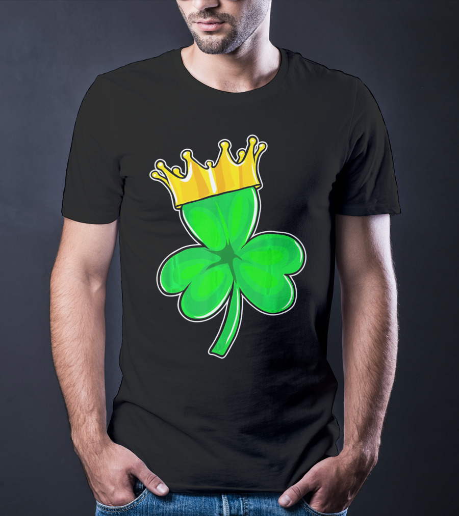 Four Leaf Clover King With Crown Of Luck T-Shirt