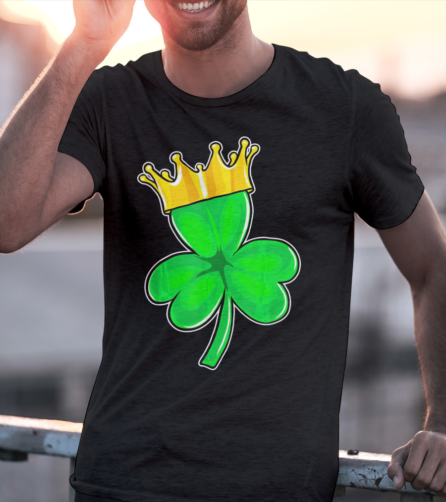 Four Leaf Clover King With Crown Of Luck T-Shirt
