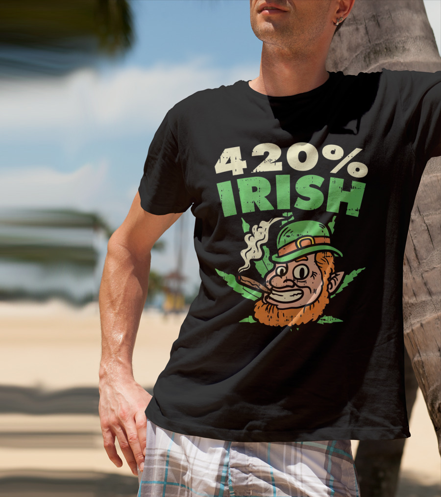 Funny St Patricks Day 420% Irish Weed Smoking Leprechaun T-Shirt