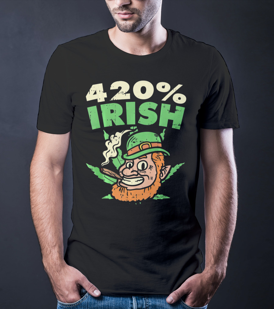 Funny St Patricks Day 420% Irish Weed Smoking Leprechaun T-Shirt