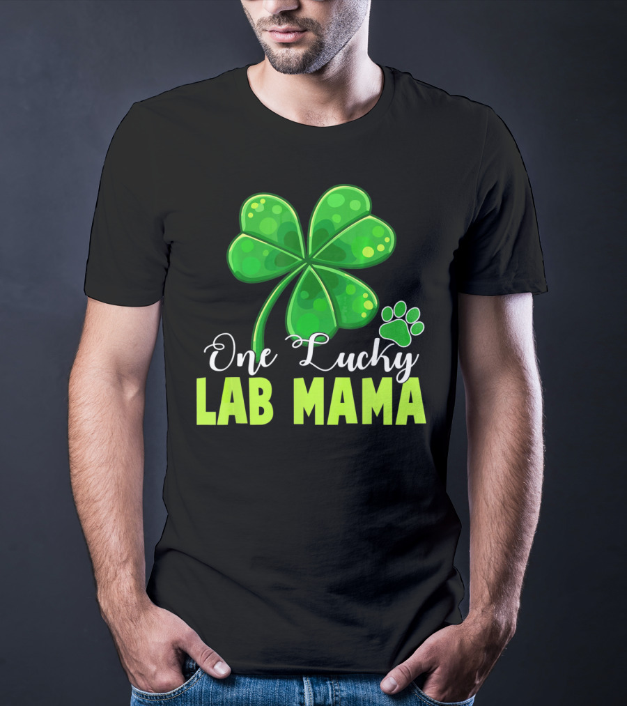One Lucky Lab Mama Shamrock Paw Prints T-Shirt