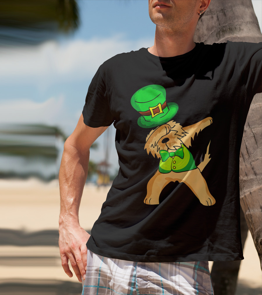 Dabbing Leprechaun Kids Irish Terrier St. Patrick's Day Dog Bow Tie T-Shirt