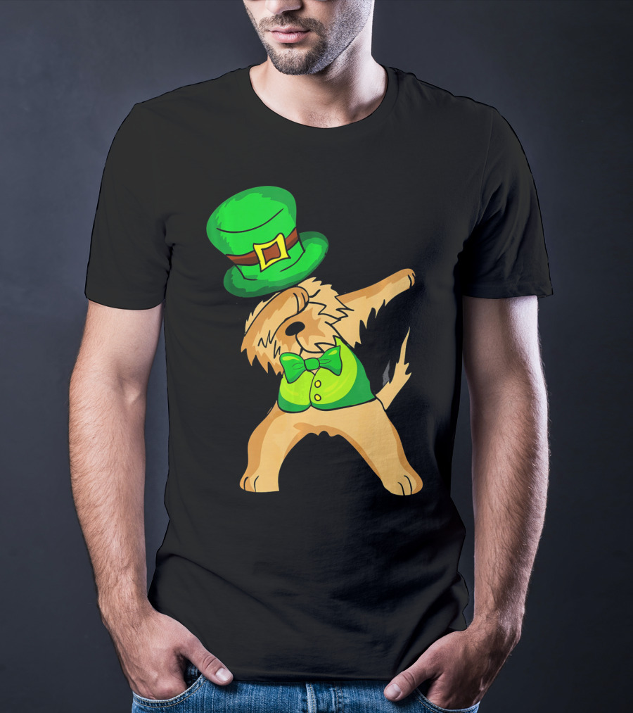 Dabbing Leprechaun Kids Irish Terrier St. Patrick's Day Dog Bow Tie T-Shirt