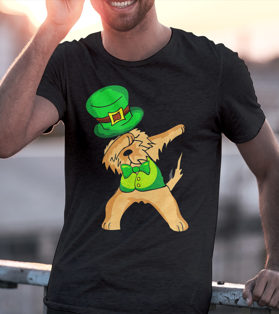 Dabbing Leprechaun Kids Irish Terrier St. Patrick's Day Dog Bow Tie T-Shirt