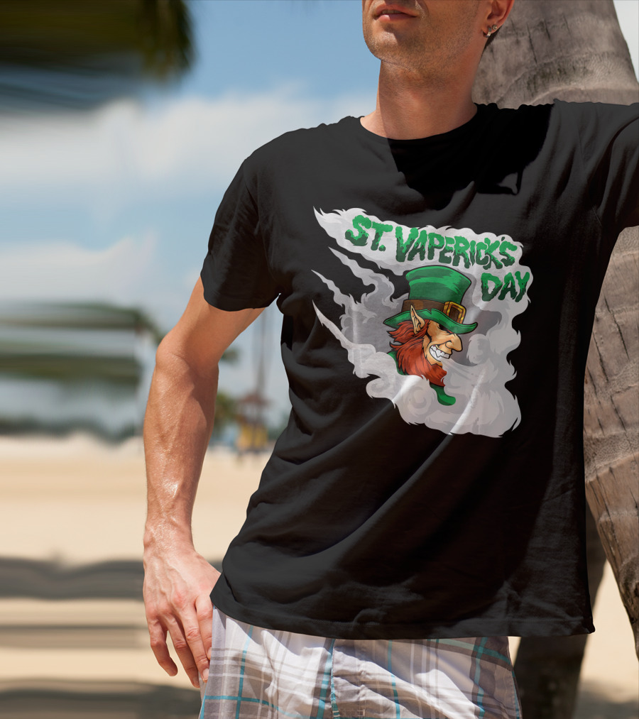 St. Vapericks Day With Vaping Leprechaun And Smoke Swirls T-Shirt