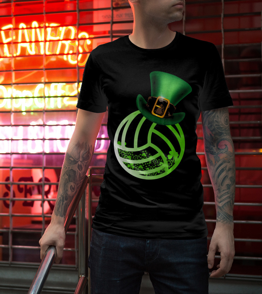 Shamrock Volleyball Leprechaun St Patrick's Green Hat T-Shirt