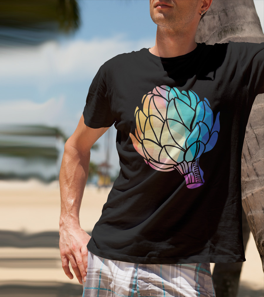 Low Poly Artichoke Vegetarian Rainbow Geometric T-Shirt