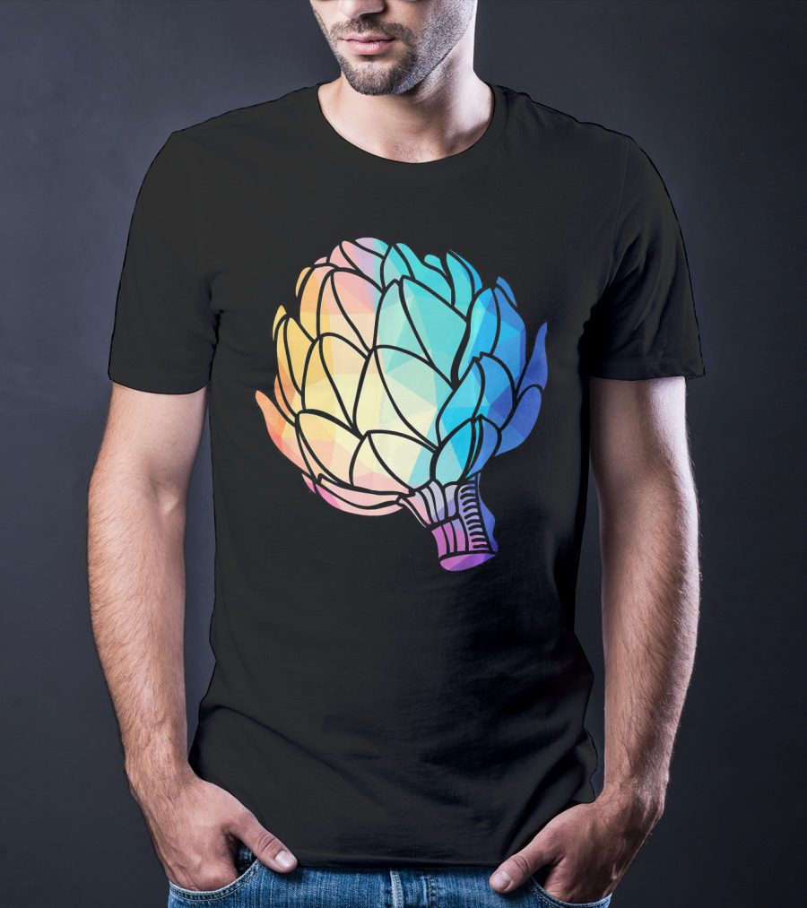 Low Poly Artichoke Vegetarian Rainbow Geometric T-Shirt